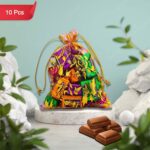 Decorative Gift Potli with 10 Premium Chocolates – Reusable Festive Return Gift Hamper - With Dupatta by Nari Haat,...