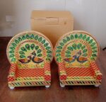 Meenakari Work Laddu Gopal Singhasan  / Sihasan for Pooja Mandir Wooden Krishna Ladoo Bal Gopal Sofa Asan, Home Decor...