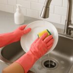Reusable Waterproof Household Cleaning Gloves (45gm / 1 Pair) - Neckline Detail by Nari Haat, Indian ethnic wear, wom...