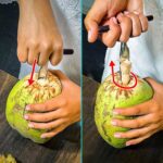 Stainless Steel Coconut Breaker Tool with Comfortable T-Handle (1 Pc) - Neckline Detail by Nari Haat, Indian ethnic w...