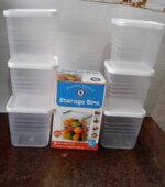 Transparent Square Plastic Food Storage Container Set (6 Pc) - Fabric Detail by Nari Haat, Indian ethnic wear, women ...