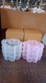 3-Layer Transparent Plastic Flower-Shaped Storage Box with 9 Grids - Full Detail by Nari Haat, Indian ethnic wear, wo...