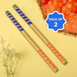 Traditional Decorative Dandiya Sticks Pair for Navratri, Garba (2 Pc) - Closeup Embroidery by Nari Haat, Indian ethni...