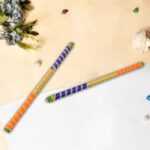 Traditional Decorative Dandiya Sticks Pair for Navratri, Garba (2 Pc) - Sleeve Design by Nari Haat, Indian ethnic wea...