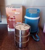 Stackable Insulated Tiffin with Handle (1 Pc): Leakproof, Hot Food Container - Back View by Nari Haat, Indian ethnic ...