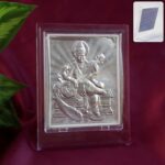Elegant Silver Saraswati Maa Photo Frame with Stand (1 Pc) - Front View by Nari Haat, Indian ethnic wear, women cloth...