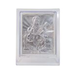 Elegant Silver Saraswati Maa Photo Frame with Stand (1 Pc) - Sleeve Design by Nari Haat, Indian ethnic wear, women cl...