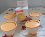 Pudding Molds, Custard Mold, Mold for Jelly Ice creams, Set of 4 Cups with Lid - Fabric Detail by Nari Haat, Indian e...