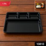 Plastic 4-Compartment Rectangular Meal Serving Tray – Sectioned Dining Plate (1 Pc) - With Dupatta by Nari Haat, In...
