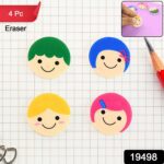 Cute Cartoon Face Erasers for School & Stationery Use (4 Pc) - With Dupatta by Nari Haat, Indian ethnic wear, women c...