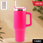 Pink Extra Large Insulated Travel Mug, Tumbler (1200ML - 1 Pc) - With Dupatta by Nari Haat, Indian ethnic wear, women...