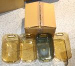 Premium Ribbed Transparent Storage Basket with Gold Handle  25×14 cm 4 Pc - Fabric Detail by Nari Haat, Indian ethni...