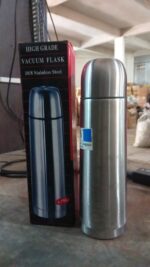 Vacuum Flask Without Cover, 18/8 Stainless Steel | Hot and Cold Water Bottle with Push-Down Lid | Double Walled Stain...