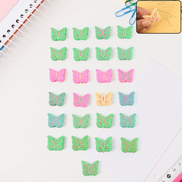Butterfly Shape Eraser Rubber (25 Pc / Mix Colour & Design) - Front View by Nari Haat, Indian ethnic wear, women clot...