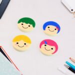 Cute Cartoon Face Erasers for School & Stationery Use (4 Pc) - Neckline Detail by Nari Haat, Indian ethnic wear, wome...