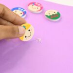 Cute Cartoon Face Erasers for School & Stationery Use (4 Pc) - Closeup Embroidery by Nari Haat, Indian ethnic wear, w...