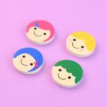 Cute Cartoon Face Erasers for School & Stationery Use (4 Pc) - Back View by Nari Haat, Indian ethnic wear, women clot...