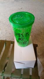 Reusable Tea Coffee Tumbler with Lid Double Wall (1 Pc / Mix Colour / Without Straw) - Fabric Detail by Nari Haat, In...