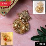 Traditional Golden Lord Ganesha Kumkum Dish  (1 Pc) - With Dupatta by Nari Haat, Indian ethnic wear, women clothing, ...