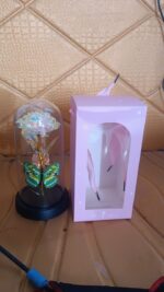 LED Light-Up Eternal Rose Butterfly in Transparent Dome (1 Pc / Battery not Included) - Fabric Detail by Nari Haat, I...