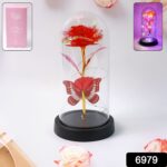 Elegant LED Eternal Rose in Plastic Dome (1 Pc / Battery Not included) - With Dupatta by Nari Haat, Indian ethnic wea...