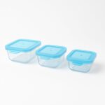 Premium Quality 3-Piece Square Glass Food Storage Container / Bowl Set - Sleeve Design by Nari Haat, Indian ethnic we...