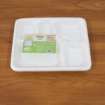 5-Compartment Rectangle Lunch Compostable Bagasse Plate – 10 Pcs Pack - Full Detail by Nari Haat, Indian ethnic wea...