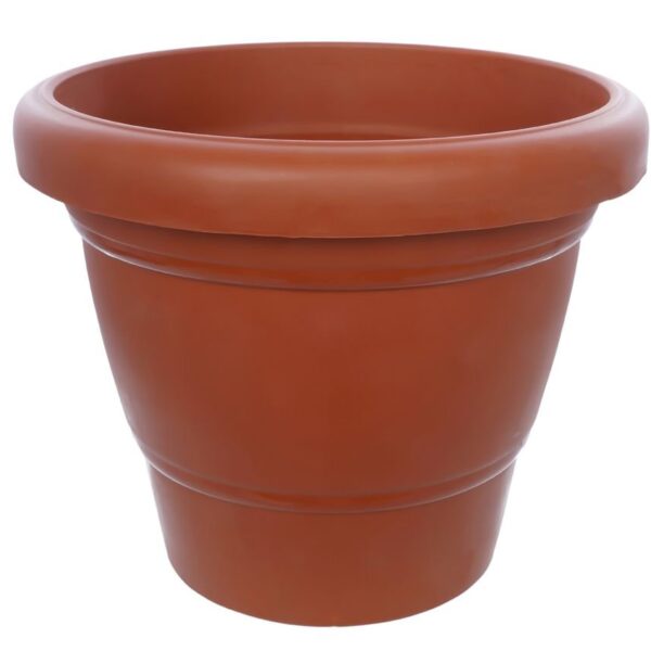 Garden Heavy Plastic Planter Pot / Gamla 8 inch (Brown, Pack of 1,Medium ) - Front View by Nari Haat, Indian ethnic w...