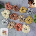 Premium Satin Hair Scrunchies / Elastic Hair Ties for Women & Girls (12 Pc) - Front View by Nari Haat, Indian ethnic ...