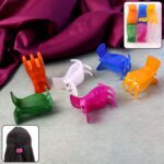 Mini Hair Claw Clips for Girls – 6 Pc Colorful Small Hair Clamps - Front View by Nari Haat, Indian ethnic wear, wom...