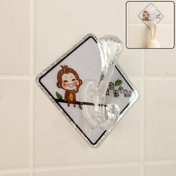 Cute Cartoon Print Transparent Wall Hook with Self-Adhesive Back (1 Pc) - Front View by Nari Haat, Indian ethnic wear...