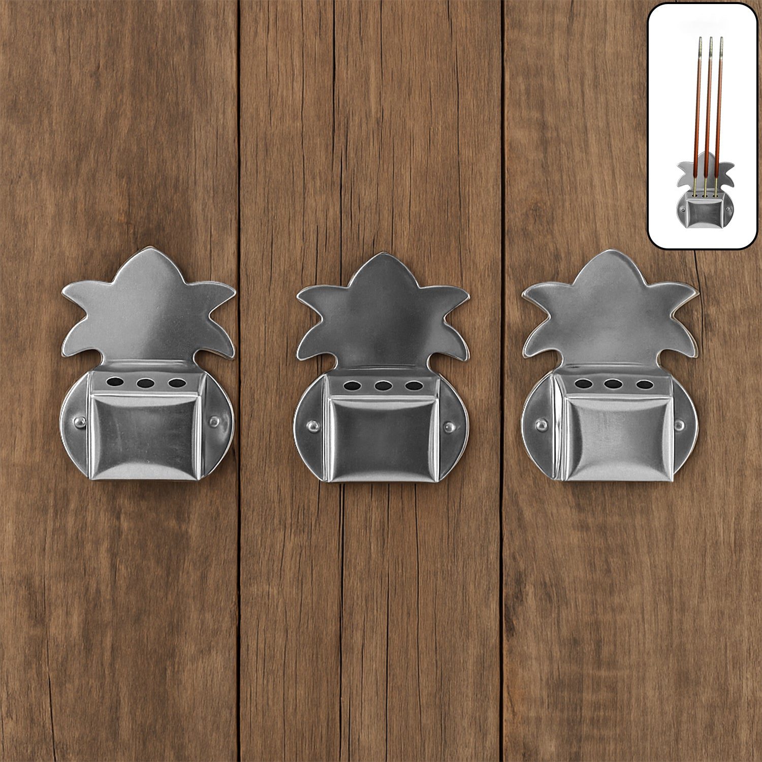 incense-stick-stand01.jpg Wall-Mount Metal Incense Stick Holders (3 Pc) - Front View by Nari Haat, Indian ethnic wear, women clothing, designer...