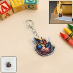 Cartoon Character Acrylic Keychain with Metal Clip - Front View by Nari Haat, Indian ethnic wear, women clothing, des...
