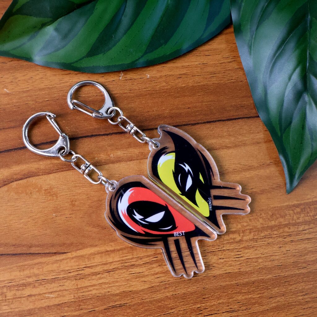 2-in-1 Best Friends Matching Acrylic Breakable Keychain - Front View by Nari Haat, Indian ethnic wear, women clothing...