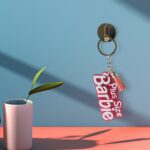 Text Keychain with Glitter Finish and Tassel Charm (1 Pc) - Fabric Detail by Nari Haat, Indian ethnic wear, women clo...