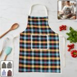 Cotton Checkered Kitchen Apron with Front Pocket (1 Pc) - Front View by Nari Haat, Indian ethnic wear, women clothing...