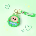 Cute Cartoon Character Coin Pouch with Keychain & Wrist Strap - Neckline Detail by Nari Haat, Indian ethnic wear, wom...