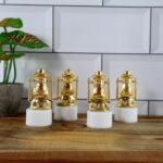 Mini Lantern-Style Flameless LED Tealights - (4 Pc) - Neckline Detail by Nari Haat, Indian ethnic wear, women clothin...