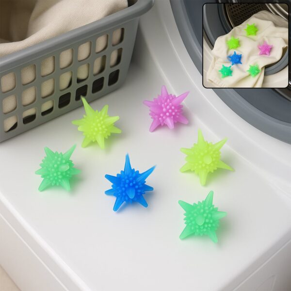 Washing Machine Laundry Reusable Soft Spiky Balls (6 Pc) - Front View by Nari Haat, Indian ethnic wear, women clothin...