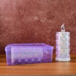 Decorative LED Candle Lights with Holographic Finish (2 Pc / Set) - Fabric Detail by Nari Haat, Indian ethnic wear, w...
