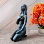 Elegant Resin Kneeling Woman Decorative Statue (1 Pc) - Front View by Nari Haat, Indian ethnic wear, women clothing, ...