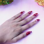 Premium Burgundy Artificial Nai fake nails- (Mix Design / 1 Set) - Neckline Detail by Nari Haat, Indian ethnic wear, ...