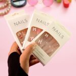 Reusable Press-On Artificial Nails with Adhesive Stickers fake nails (1 Pkt) - Fabric Detail by Nari Haat, Indian eth...