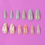 Reusable Press-On Artificial Nails with Adhesive Stickers fake nails (1 Pkt) - Neckline Detail by Nari Haat, Indian e...