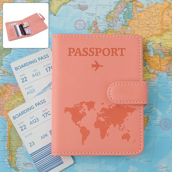 Premium World Map Design Travel Passport Holder & Wallet (15x11cm / 1 Pc) - Front View by Nari Haat, Indian ethnic we...