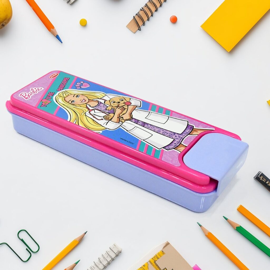 Stylish Cartoon Printed Hard Top Pencil Box for Kids (1 Pc / Mix Design) - Front View by Nari Haat, Indian ethnic wea...