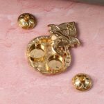 Traditional Golden Lord Ganesha Kumkum Dish  (1 Pc) - Closeup Embroidery by Nari Haat, Indian ethnic wear, women clot...