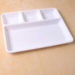 Plastic 4-Compartment Rectangular Meal Serving Tray / Plate (1 Pc / White) - Back View by Nari Haat, Indian ethnic we...