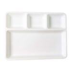 Plastic 4-Compartment Rectangular Meal Serving Tray / Plate (1 Pc / White) - Sleeve Design by Nari Haat, Indian ethni...