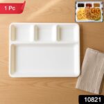 Plastic 4-Compartment Rectangular Meal Serving Tray / Plate (1 Pc / White) - With Dupatta by Nari Haat, Indian ethnic...